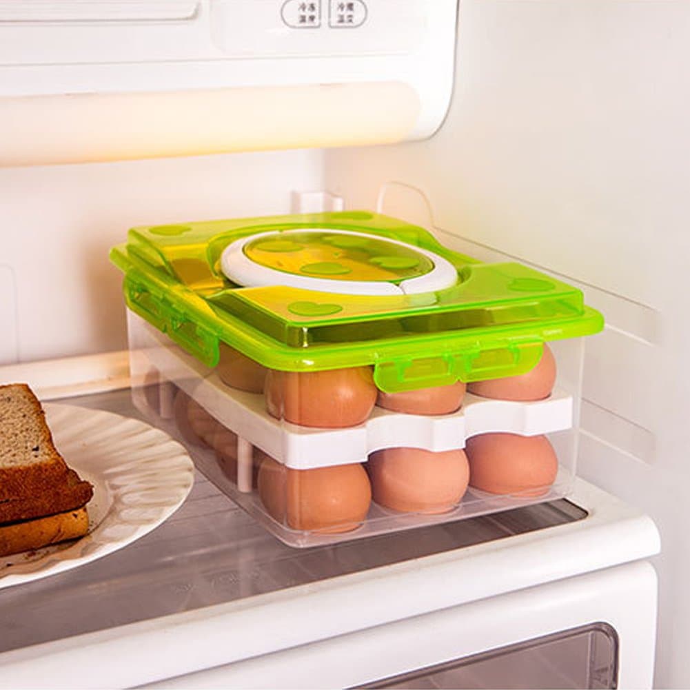 Plastic Egg Holder Trays,24 Eggs Storage Box,Non Slip Eggs Carrier Container for Refrigerator
