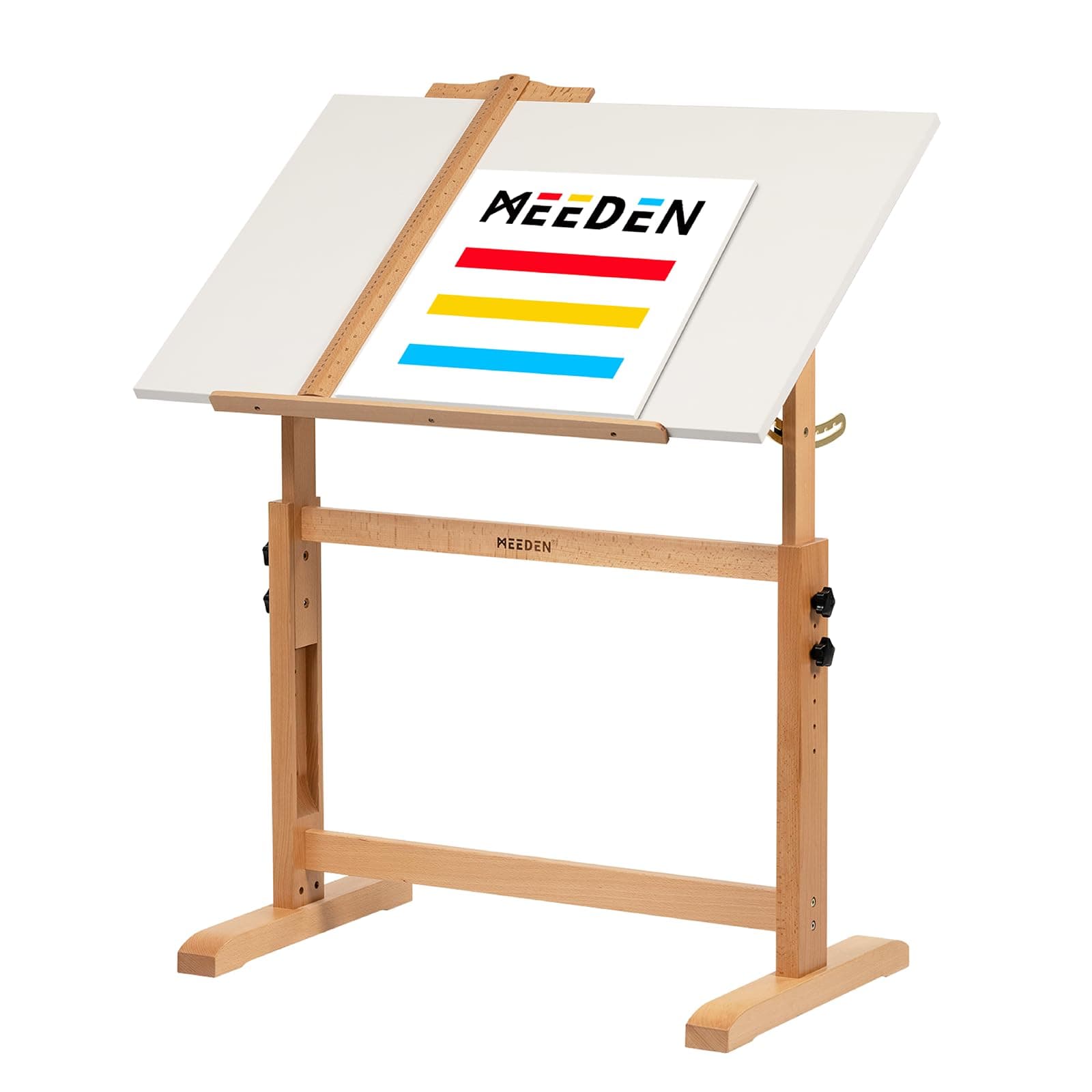 MEEDEN White Adjustable Drafting Table: 35.5" x 23.5" Art Drawing Desk with Height Adjustment - Solid Beech Wood Craft Painting Tables - Large Tilting Table for Adults Artists Writing Working