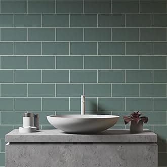 54Pcs Alwayspon Wall Tile Transfers Sticker for Home Decor, Peel and Stick Self-Adhesive Splashback, Stick on Tile Decals for Living Room Kitchen Bathroom Decor, Blue-Green