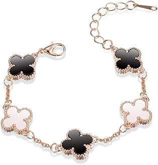 Shining Diva Fashion Latest Stylish Crystal Clover Rose Gold Bracelet for Women and Girls (10000b)