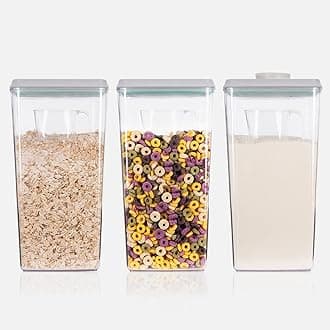 Ankou Airtight Pop Food Storage Containers, Large Cereal Containers with Scoops 3.5qt Each Food Canister Dispenser For Cereal Flour Spaghetti Rice Kitchen Organizing
