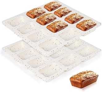 CAKETIME Mini Loaf Pan, Silicone Mini Bread Loaf Pans 12 Cups for Baking Mini Bread, Brownie, Cornbread, Cheesecake, Soap Nonstick 2 Pack Confetti