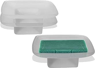 Pure Source India Glass Soap Dish Frosted Square Soap Holder for Bathroom & Kitchen (3 PCS)