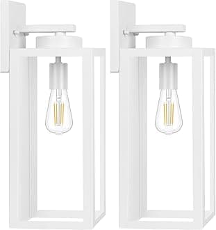 Large Size Outdoor Wall Light Fixtures, Exterior Lighting Fixtures Porch Sconces Wall Mounted, Waterproof White Outdoor Wall Lanterns Lamps, Outside Lights for House Patio Front Door Entryway, 2-Pack