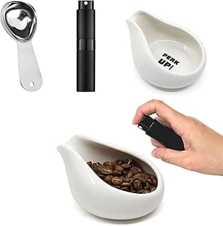 Set of 3 Coffee Dosing: Ceramic Coffee Dosing Cup, RDT Spray Bottle Coffee, Measuring Cup Hold Up to 30g Coffee, Ceramic Single Dosing Tray For Coffee (White)