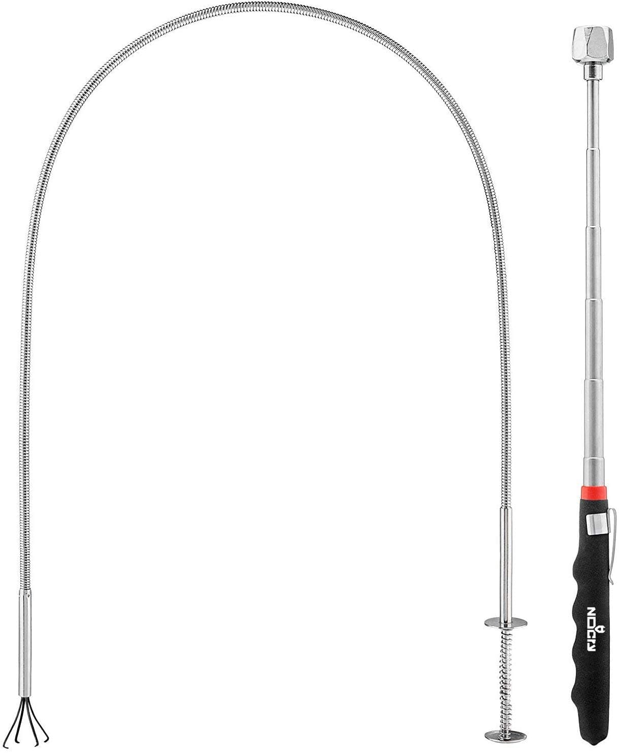 NoCry Premium Pick Up Tool Set — Includes a 36in Flexible Claw Grabber and a Telescoping Magnetic Pickup Stick with a 16lb Pull Force Magnet — Anti-Rust Zinc Coating