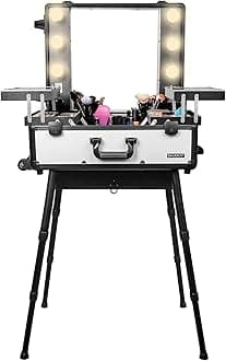 Studio ToGo Wheeled Trolley Makeup Case & Organizer with Light - Off White