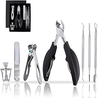 Dualeco Toenail Clippers Kit for Ingrown/Thick Nail, Ingrown Toenail Tool Kit with Ingrown Toenail Clipper/Corrector, Wide Jaw Opening Nail Clipper for Thick Nail, Pedicure Tool for Seniors/Adult