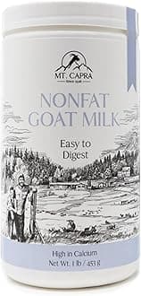 Mt. Capra Non-Fat Goat Milk | Powder from Non-GMO, Grass-Fed Goats, Creamy, Great Tasting, Easy to Digest, A2 Milk | 16 Servings - 1 Pound