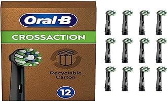 Oral-B Cross Action Electric Toothbrush Head with CleanMaximiser Technology, Angled Bristles for Deeper Plaque Removal, Pack of 12 Toothbrush Heads, package may vary
