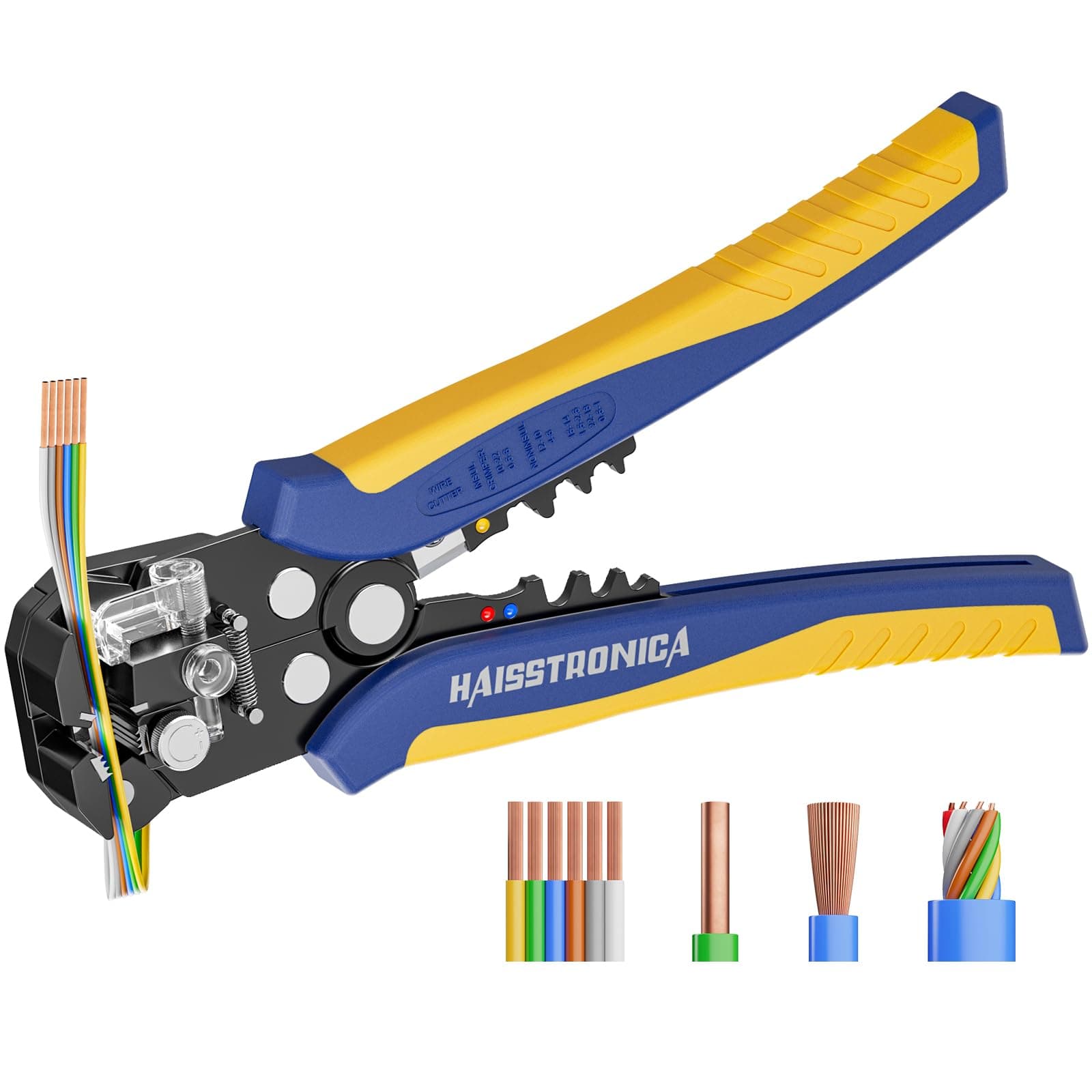 Self-Adjusting Wire Stripper, 3 in 1 Stripper/Cutter/Crimping Heavy Duty Automatic Electrical Wire Strippers for 10-24 AWG
