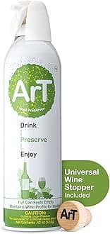 ArT Wine Preserver - Wine Preserver Gas for Wine, Whiskey, and more, Argon Wine Presever for Wine Preservation, Argon Gas with Wine Bottle Stopper, Preserves White & Red Wine Up to 30 Days