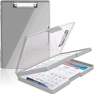 Clipboard with Storage,Heavy Duty Clip Boards 8.5x11 with 2 Storage Case,Clear Visible Panel Storage Clipboards,Side Opening Nursing Clipboard Folder for Office Supplies-Gray