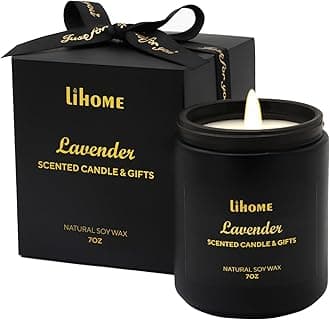 Candles Gifts for Men - Room Decor for Men, Natural Soy Wax Candles for Home Scented, Lavender Black Candles
