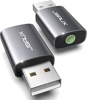 2 Pack USB to 3.5mm Jack Audio Adapter, JSAUX USB to Audio Aux Adapter External Stereo Sound Card TRRS Female Headset for PS4, PS5, Headphone,Mac, Linux, Laptop, Desktops, Docking Station