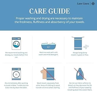 LANE LINEN Luxury Ribbed Bath Towels - 100% Cotton Towels for Bathroom, Zero Twist, Soft Textured, Extra Absorbent, Quick Dry, 2 Bath Towels, 2 Hand Towels, 2 Wash Cloths (6 Piece Set) - Mimosa