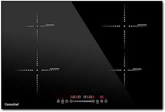 AMZCHEF 30 Inch Cooktop, 9 Levels Electric Cooktop with 4 BOOST Burners,240V/7200W Bulid-in Induction Cooktop Control by Slide Touchscreen,Child Safety Lock,Pause,Timer and Overheat Protection,No plug