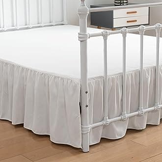 Bed Skirt King Size Ruffled Bed Skirts with Split Corners, 16 Inch Drop Dust Ruffle Bed Skirt with Platform, Ivory, King - 16" Drop