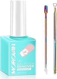 Morovan Gel Nail Polish Remover: Professional Gel Polish Remover for Nails with Cuticle Pusher & Scraper Quick Remove Gel Nail Polish No Need Soaking or Wrapping