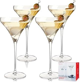 Spiegelau Willsberger Martini Glasses, Set of 4, European-Made Lead-Free Crystal, Modern Cocktail Glasses, Dishwasher Safe, Professional Quality Cocktail Glass Gift Set, 9.2 oz