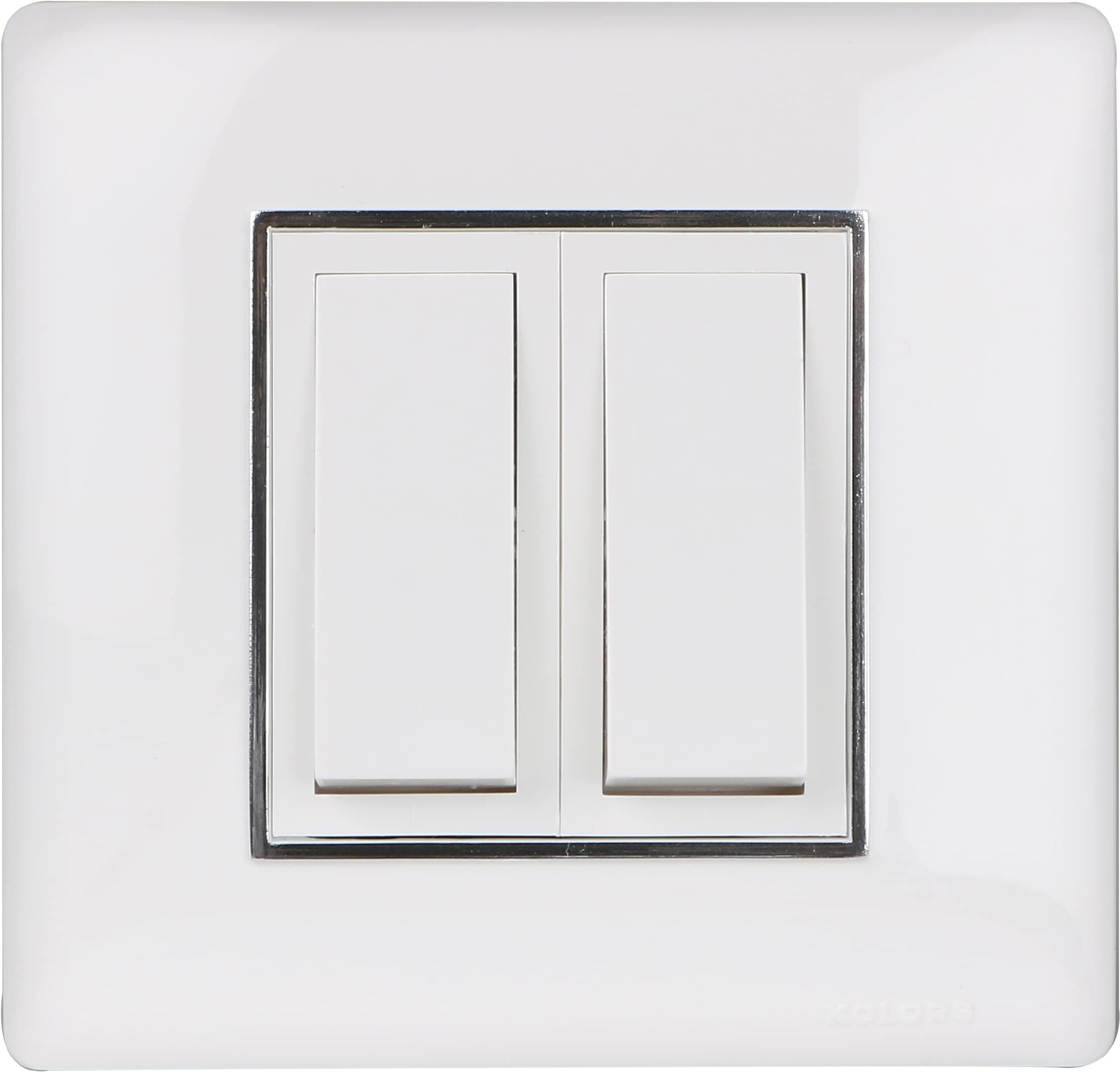 Kolors 8 Module, Modular Switch Plate [Only Cover Plate is Included], with Inner Plate, Polycarbonate, (SQ) White with Silver Line [KBC Selekt]