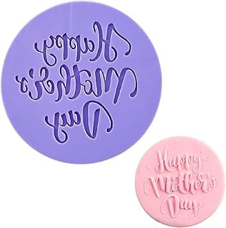 Crethinkaty Mother's Day Fondant Embosser "Happy Mother's Day" Shape 3D Raised Design Cookie Stamp for Baking Cookies,Decorating Cake/Sugar Paste/Cupcake