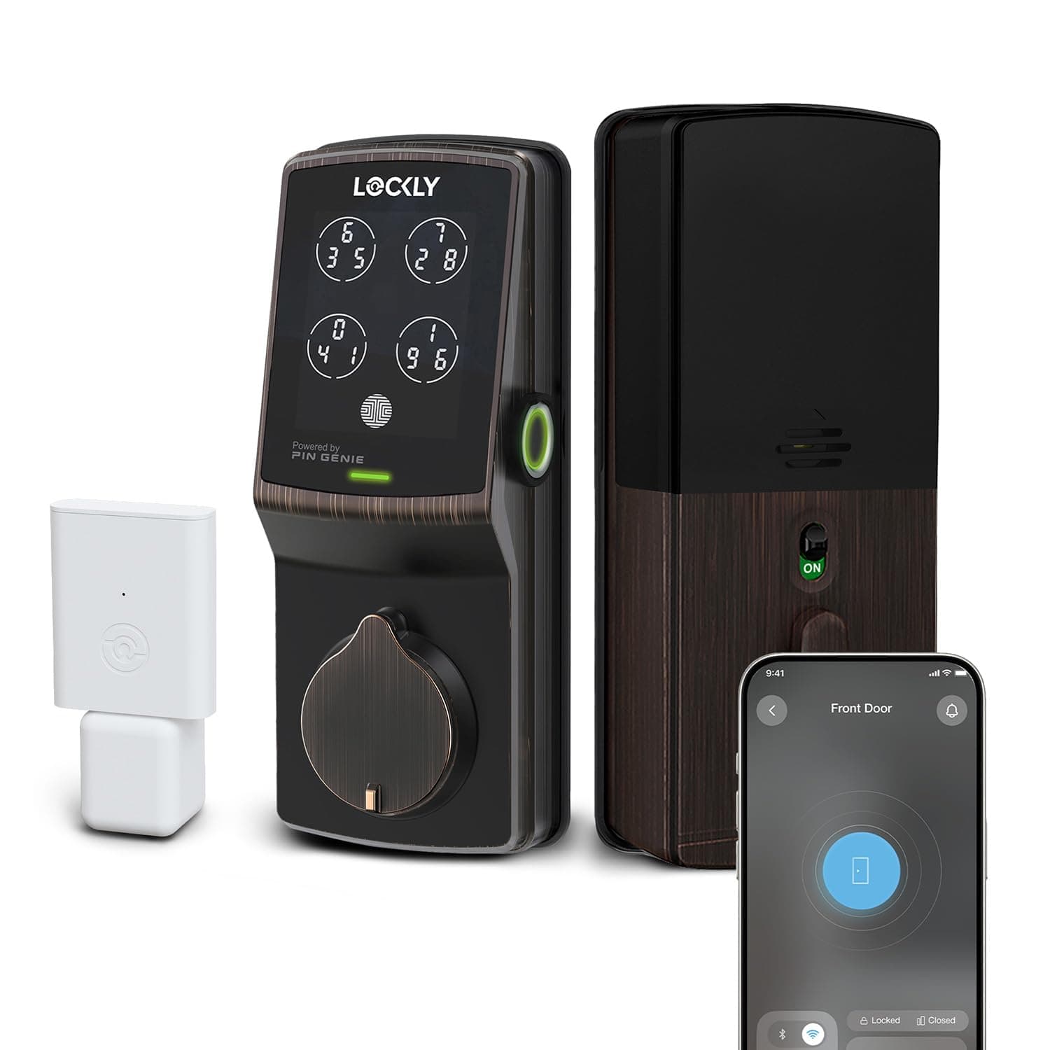 Lockly Secure Pro Smart Deadbolt, Wi-Fi Smart Lock, Keyless Entry with PIN Genie® Keypad, 3D Biometric Fingerprint, Auto Lock, Rekeyable-Venetion Bronze