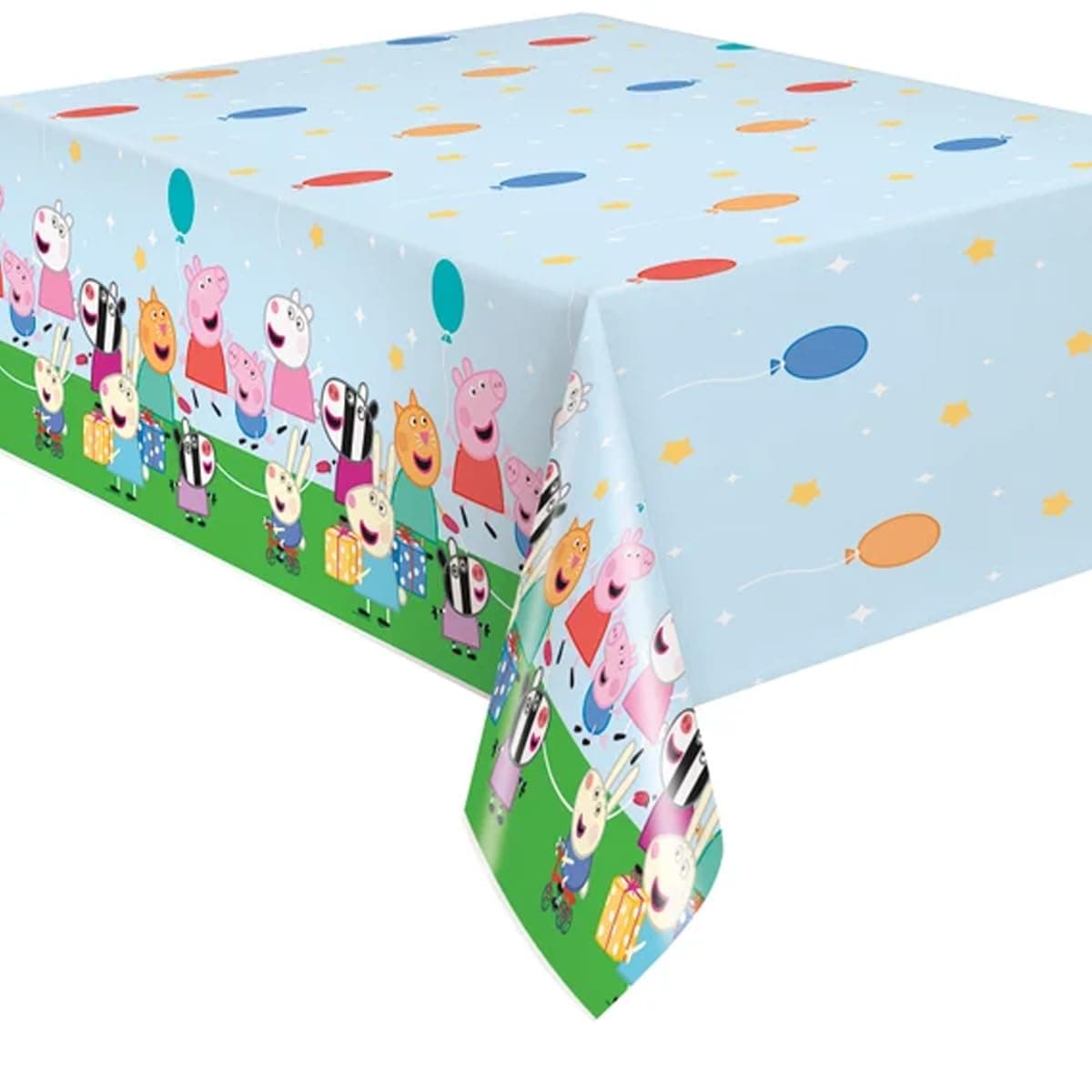 Unique Multicolor Peppa Pig Rectangular Plastic Table Cover (54" x 84") - Dur...
