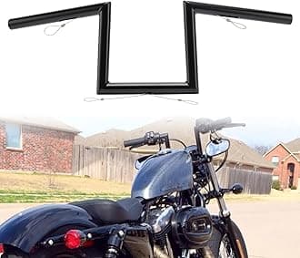 8" Rise Z-Bar Sportster Handlebar for 2007-up Harley Sportster XL Models, 2006-2017 Street Bob, 1996-2007 Wide Glide, Some Yamaha Virago XV, Honda Bikes, Black