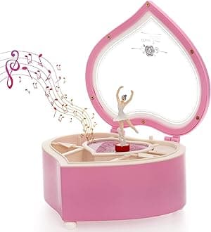 Yarlung Ballerina Music Box Rotating Dancing Girl Figurine Heart Gift Box