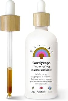 - Rainbo - Cordyceps Mushroom Tincture - Dual Extract Mushroom Supplement - Immune Support, Energy, Liquid Cordyceps Supplement, Vegan, Non GMO, 3.4 fl oz