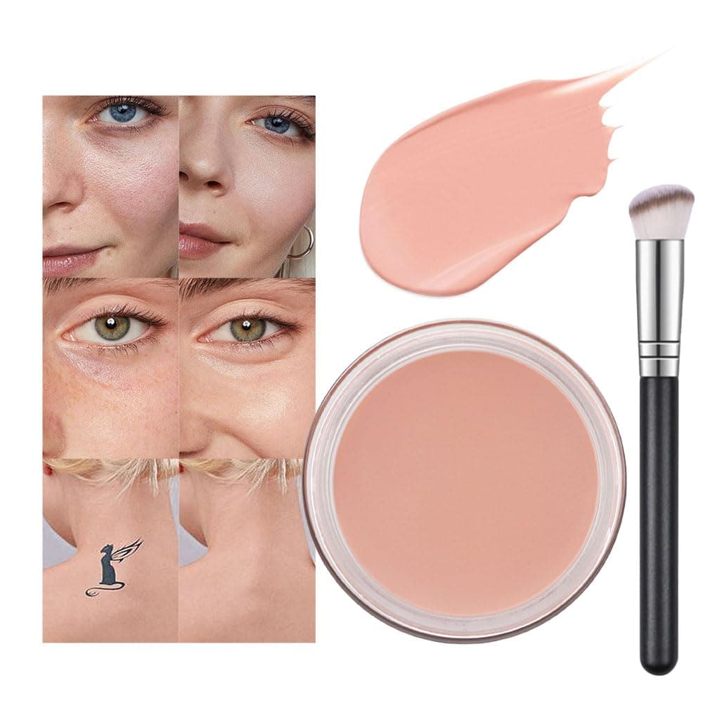 Pot Concealer Full Coverage Set, Under Eye Brightener Color Correcting Concealer for Dark Circles, Waterproof Foundation Face Makeup Brush Kit, Eye Ring Corrector de ojeras, 04 LIGHT