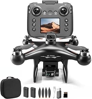 RC Hobby Drone with Screen Display Remote Control, 1080P Dual Camera, Speed Adjustment, Altitude Hold, One-Key Takeoff, 3D Flips, 2 Batteries, Hovering, Brushless Motor, APP Control, Plane Copter, LED Lights, Adult Beginners FPV Quadcopter Airplane Helicopter, Drone Kids For Age 8-12 (Black)