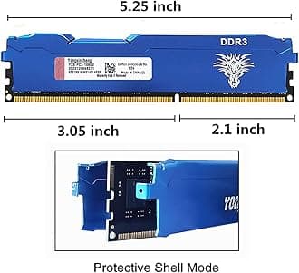 Yongxinsheng DDR3 16GB Kit (8GBx2) Desktop RAM 1333MHz PC3-10600 UDIMM Non-ECC Unbuffered 1.5V 2Rx8 Dual Rank 240 Pin CL9 PC Computer Memory Upgrade Module (Blue)