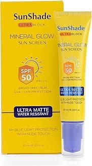 Sunshade Ultra Block Mineral Glow Sunscreen - 30ml | Sunscreen SPF50 | PA++++ | Non-Greasy | No White Cast | Broad Spectrum Protection & Blue Light Protection | For Men & Women