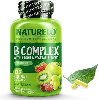 – B Complex (One Daily) - Food-Based Blend - All B-Vitamins - Vitamin B6, Folate, B12, Biotin, Niacin, CoQ10 - Best Natural Supplement for Energy - 120 Vegan Capsules | 4 Month Supply