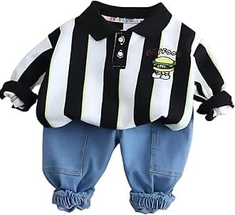 GOOGO GAAGA Printed T-shirt with Denim Pant for Boys - Cotton Clothing Set for Baby Boy | Soft Fabric Half Sleeves Tshirt | Regular Fit Kids Outfit, Black Color