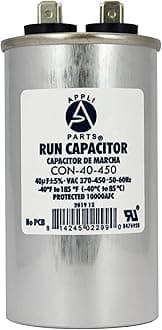 Appli Parts Condensador Capacitor de Marcha 40 Mfd uF (microfaradios) 370VAC o 450VAC CBB65 Universal Aire acondicionado y otras aplicaciones Redondo UL E476928 10cm Alto 5cm Ancho CON-40-450