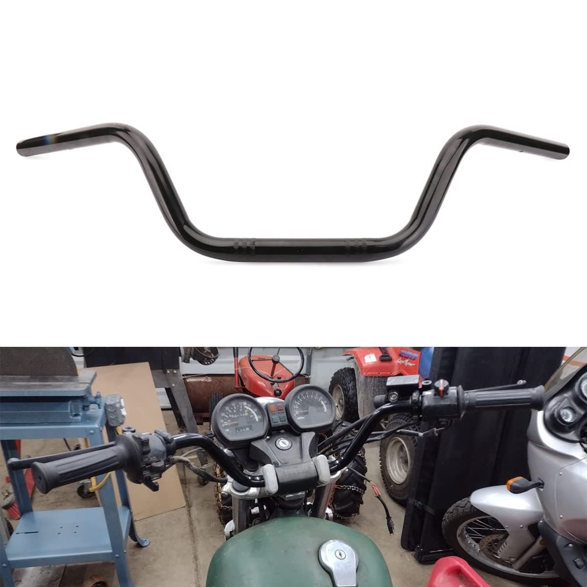 AnXin Motorcycle 7/8" Drag Handlebars High-Rise Tracker Handle Bars Universal For Sportster XL 883 1200 Cruiser Bobber Custom Chopper Softail Dyna Tour Glide Road CG125 Black