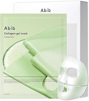Abib Collagen Gel Mask Heartleaf Jelly 10 Sheets I Vegan Collagen, Cooling Nourishing Hyaluronic Acid Hydrogel Facial Mask