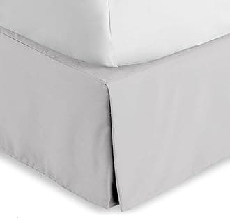 Bare Home Queen Bed Skirt - 15-Inch Tailored Drop Easy Fit - Bed Skirt for Beds - Center & Corner Pleats (Queen, Light Grey)