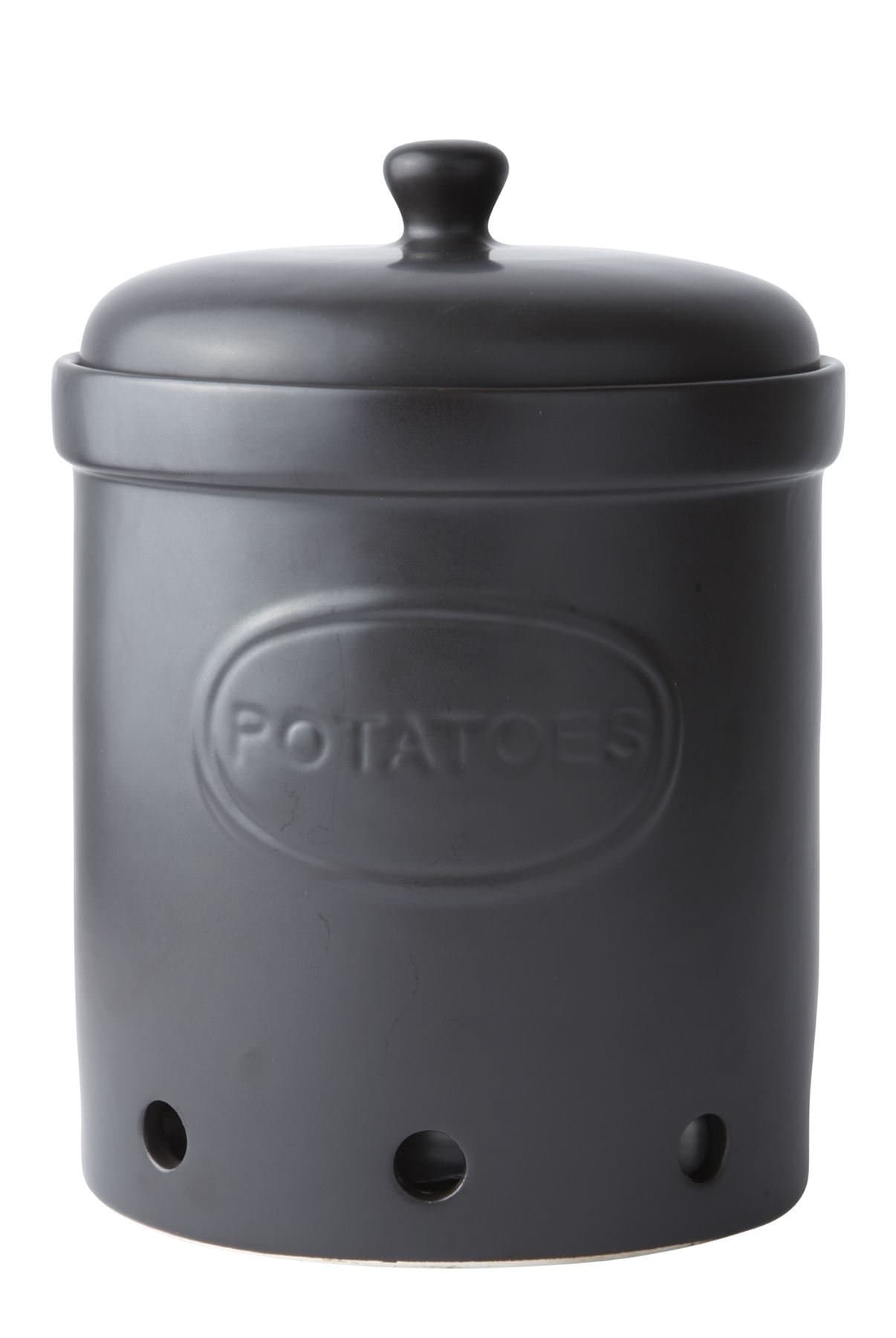 Galzone 242083 Removable Lid Round Ceramic Kitchen Canister Container Set, Ceramic, Black