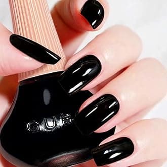 Black Gel Nail Polish - Fast Drying, Long Wearing, Dark Base Coat - Flat Black for Women, Men & Girls - 12ML