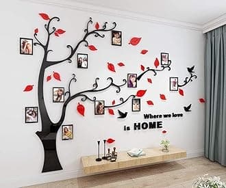 guangmu Plastic DIY Family Photo Frame 3D Tree Wall Stickers (Red Right, L:9169in)