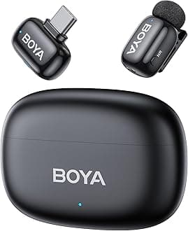 BOYA mini 2 Wireless Lavalier Microphone for iPhone 15-17/Android,Noise Cancellation,App Control, 48kHz/24-Bit, 30H Battery Mini Mic for Video Recording Interview Vlog(1TX + USB-C RX + Charging Case)