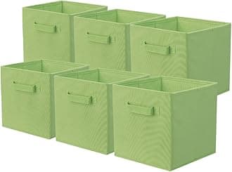 ShellKingdom Storage Bins, Foldable Fabric Storage Cubes And Cloth Storage Organizer Drawer For Closet And Toys Storage, 6 Pack (Green)
