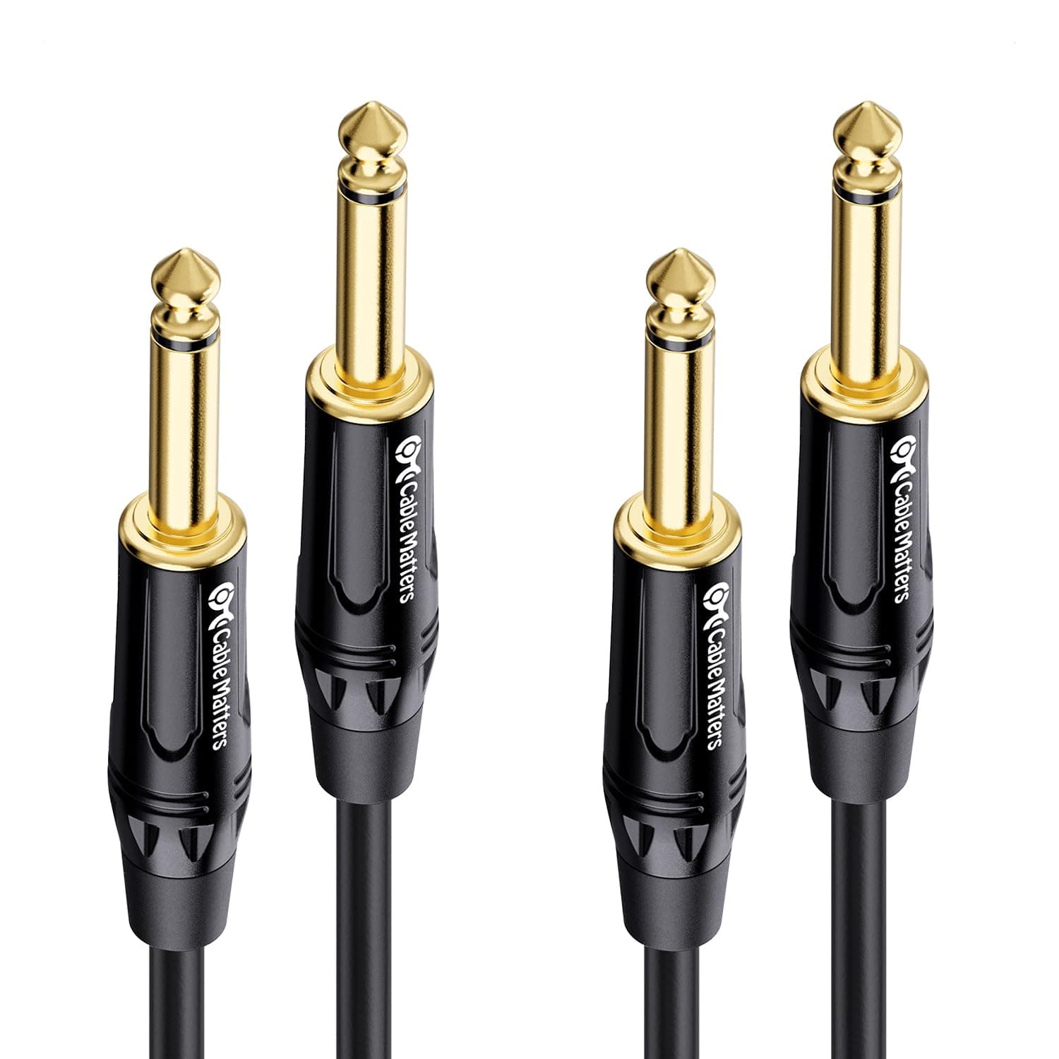 Cable Matters Set of 2 Guitar Cable - 1.8m, Guitar Shield, 6.35mm Mono Plug Musical Instrument Cable TS Straight Plug