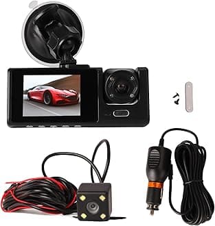 Cryfokt Front Dash Cam 1080P, 3 Channel Dash Cam with 170° Wide Angle and LCD Screen, Dash Cam, Video Recording in All Directions, Easy to Install