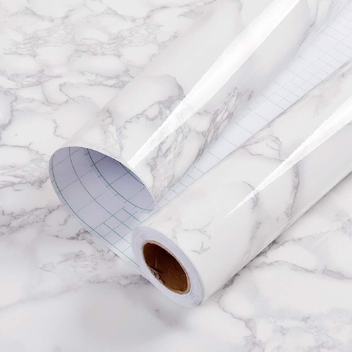 Hode Marble Sticky Back Plastic 30cm X 2m Granite White Grey Vinyl Wrap Contact Paper Self Adhesive Wallpaper Waterproof PVC Roll for Kitchen Countertop Furniture Easy to Remove