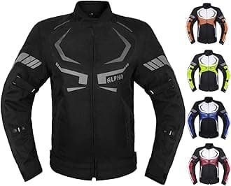 MOTORCYCLE JACKET MENS CE ARMORED BIKERS RIDING RACING WATERPROOF ALL SEASON JACKET (BLACK, LARGE)